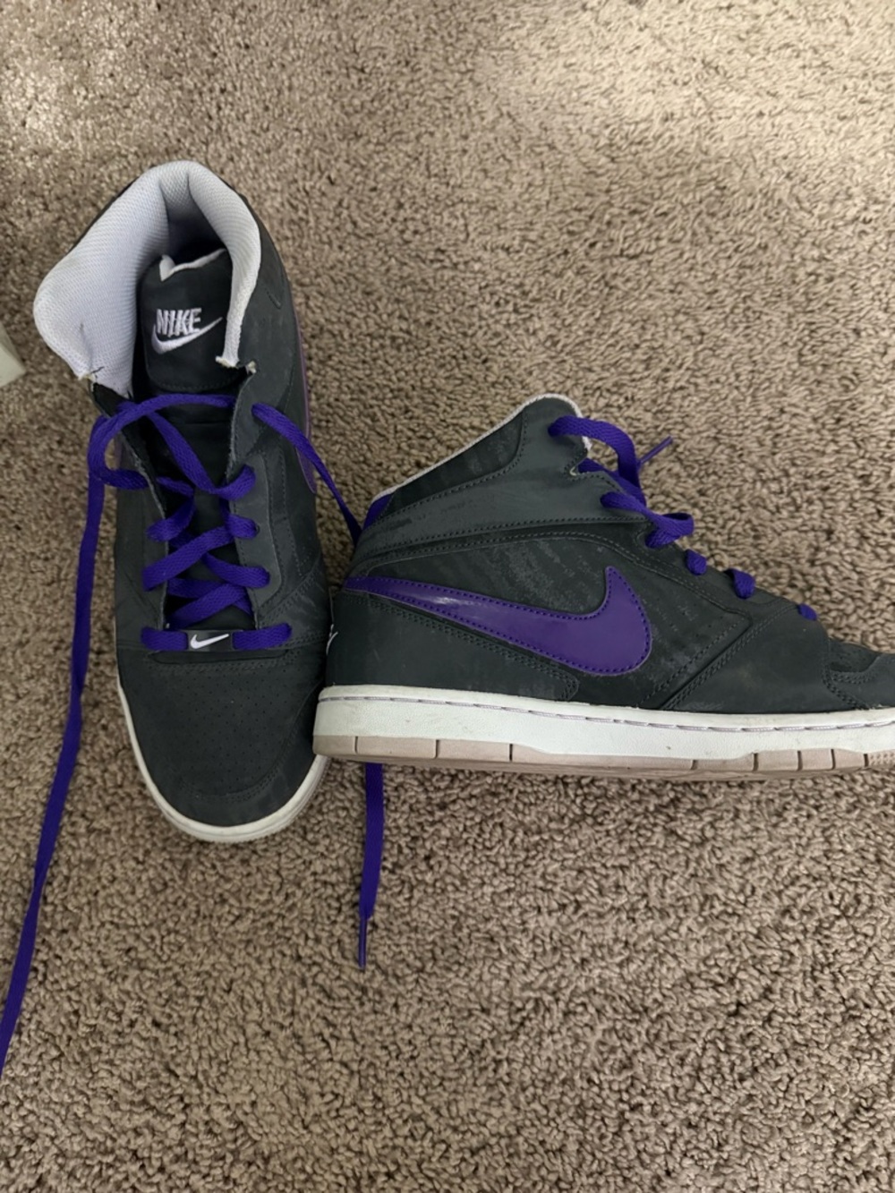 Nike Black and Purple High-Top Sneakers